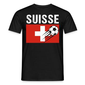 Switzerland Flag Gift Swiss Football Football - Men's T-Shirt - black - Front - AI Model Male 178 light (178cm)