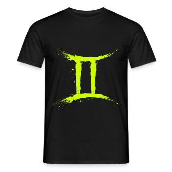 Sternzeichen Zwillinge Gelb Gemini Symbol - Männer T-Shirt - Schwarz - Vorne - AI Model Male 178 light (178cm)