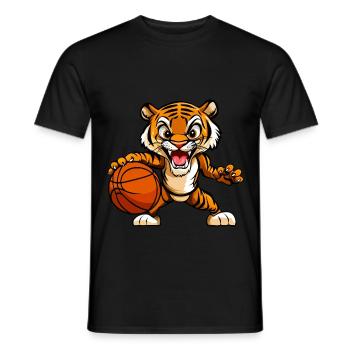 Tiger Basketball Player / Basketball Tiger - Men's T-Shirt - black - Front - AI Model Male 178 light (178cm)