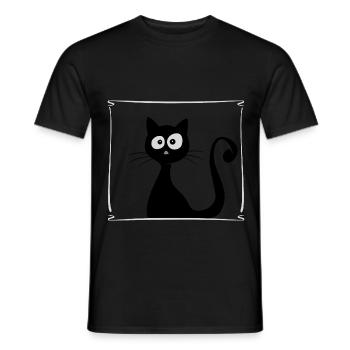 Cat in the window cute staring funny gift - Men's T-Shirt - black - Front - AI Model Male 178 light (178cm)