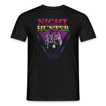 Jagen Eule - Männer T-Shirt - Schwarz - Vorne - AI Model Male 178 light (178cm)