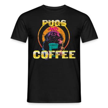 Pug coffee - Men's T-Shirt - black - Front - AI Model Male 178 light (178cm)