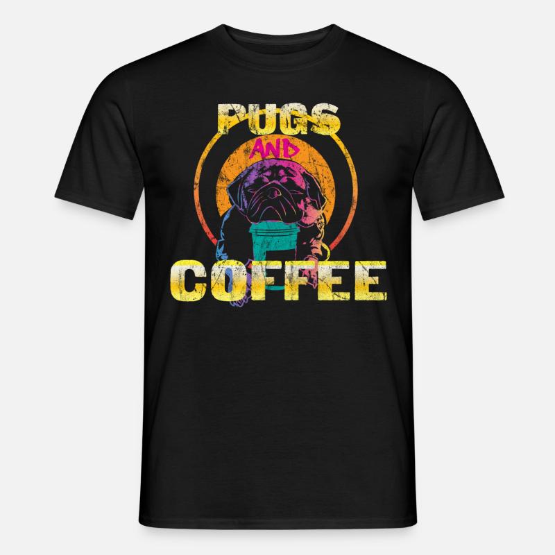 Mops Kaffee - Männer T-Shirt - Schwarz