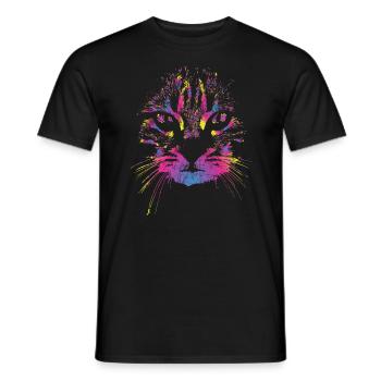 Cat colorful - Men's T-Shirt - black - Front - AI Model Male 178 light (178cm)