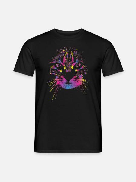 Katze Bunt - Männer T-Shirt - Schwarz