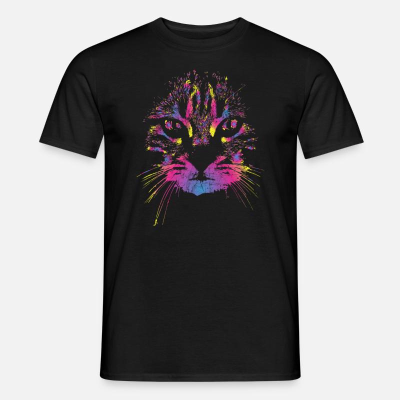 Katze Bunt - Männer T-Shirt - Schwarz