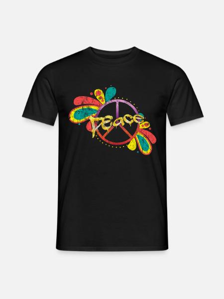 Frieden Retro - Männer T-Shirt - Schwarz