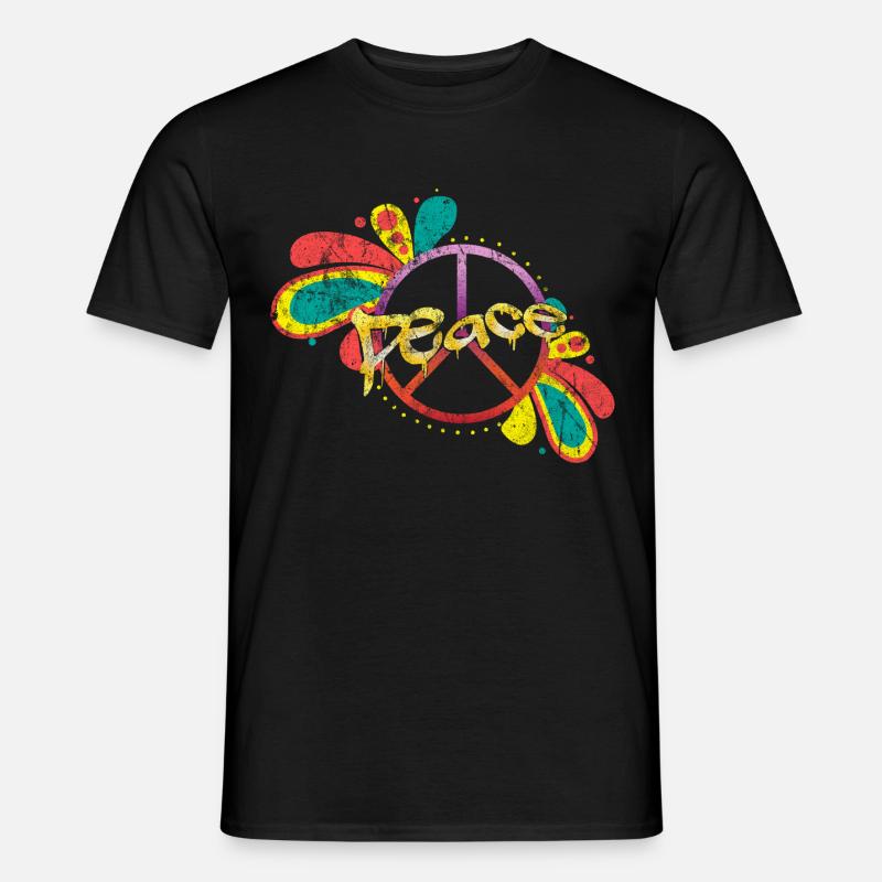 Frieden Retro - Männer T-Shirt - Schwarz