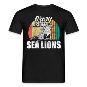 Seelöwe Niedlich Tiere Geschenkidee - Männer T-Shirt - Schwarz - Vorne - AI Model Male 178 light (178cm)