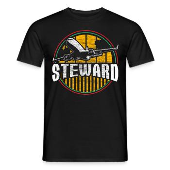 Flight Attendant Man Work - Men's T-Shirt - black - Front - AI Model Male 178 light (178cm)