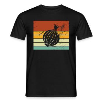 Onion Lover Retro Vegetables Vegan Gift idea - Männer T-Shirt - Schwarz - Vorne - AI Model Male 178 light (178cm)