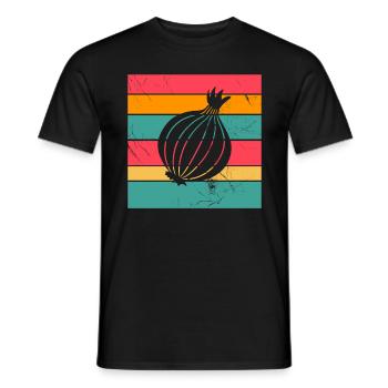 Onion Lover Retro Vegetables Vegan Gift idea - Männer T-Shirt - Schwarz - Vorne - AI Model Male 178 light (178cm)