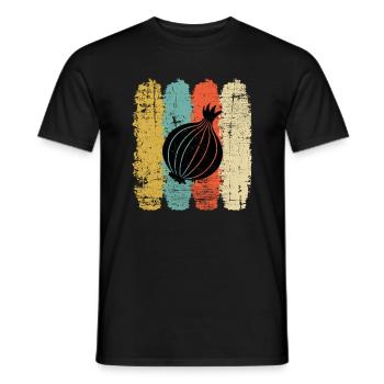 Onion Lover Retro Vegetables Vegan Gift idea - Männer T-Shirt - Schwarz - Vorne - AI Model Male 178 light (178cm)
