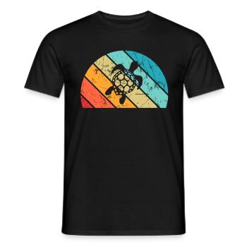 Turtle Retro Animal Sea Reptile Gift idea - Men's T-Shirt - black - Front - AI Model Male 178 light (178cm)