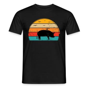 Pig Animal Retro Pet Farm Gift idea - Men's T-Shirt - black - Front - AI Model Male 178 light (178cm)