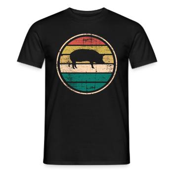 Pig Animal Retro Pet Farm Gift idea - Men's T-Shirt - black - Front - AI Model Male 178 light (178cm)