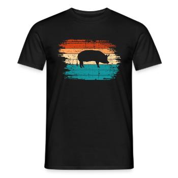 Pig Animal Retro Pet Farm Gift idea - Men's T-Shirt - black - Front - AI Model Male 178 light (178cm)