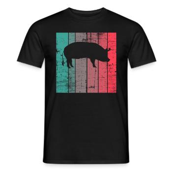 Pig Animal Retro Pet Farm Gift idea - Men's T-Shirt - black - Front - AI Model Male 178 light (178cm)