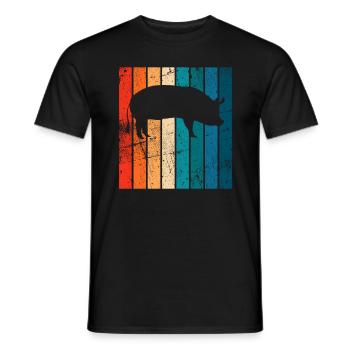 Pig Animal Retro Pet Farm Gift idea - Men's T-Shirt - black - Front - AI Model Male 178 light (178cm)