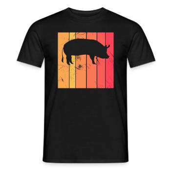Pig Animal Retro Pet Farm Gift idea - Men's T-Shirt - black - Front - AI Model Male 178 light (178cm)