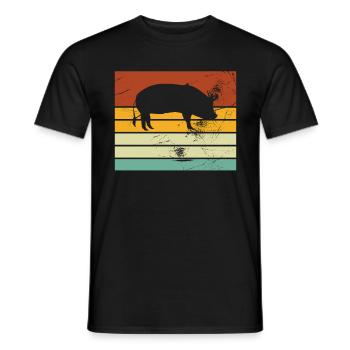 Pig Animal Retro Pet Farm Gift idea - Men's T-Shirt - black - Front - AI Model Male 178 light (178cm)