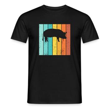 Pig Animal Retro Pet Farm Idée cadeau - T-shirt homme - noir - Devant - AI Model Male 178 light (178cm)