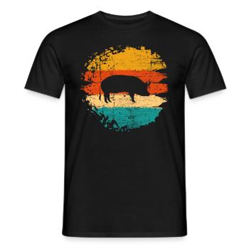 Pig Animal Retro Pet Farm Gift idea - Men's T-Shirt - black - Front - AI Model Male 178 light (178cm)