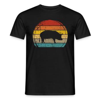 Pig Animal Retro Pet Farm Idée cadeau - T-shirt homme - noir - Devant - AI Model Male 178 light (178cm)