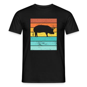 Pig Animal Retro Pet Farm Idée cadeau - T-shirt homme - noir - Devant - AI Model Male 178 light (178cm)