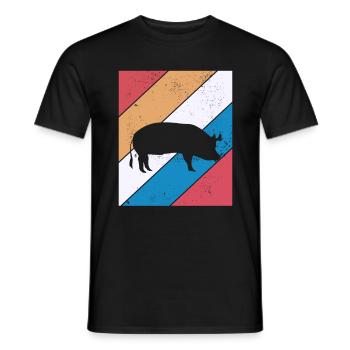 Pig Animal Retro Pet Farm Idée cadeau - T-shirt homme - noir - Devant - AI Model Male 178 light (178cm)
