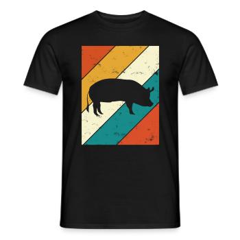 Pig Animal Retro Pet Farm Gift idea - Men's T-Shirt - black - Front - AI Model Male 178 light (178cm)