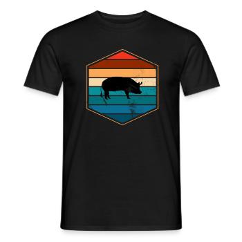 Pig Animal Retro Pet Farm Gift idea - Men's T-Shirt - black - Front - AI Model Male 178 light (178cm)