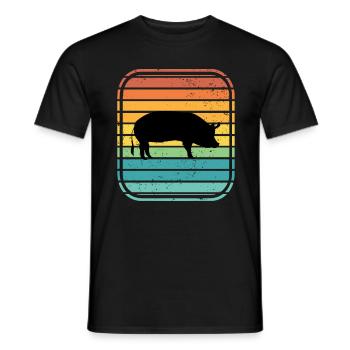 Pig Animal Retro Pet Farm Gift idea - Men's T-Shirt - black - Front - AI Model Male 178 light (178cm)