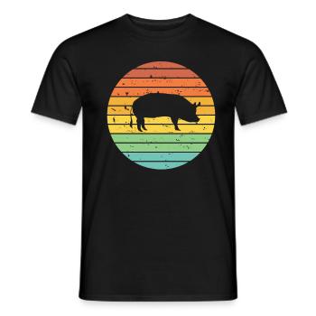 Pig Animal Retro Pet Farm Idée cadeau - T-shirt homme - noir - Devant - AI Model Male 178 light (178cm)