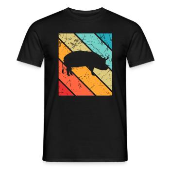 Pig Animal Retro Pet Farm Gift idea - Men's T-Shirt - black - Front - AI Model Male 178 light (178cm)