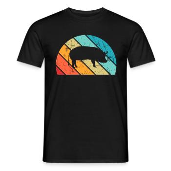 Pig Animal Retro Pet Farm Idée cadeau - T-shirt homme - noir - Devant - AI Model Male 178 light (178cm)