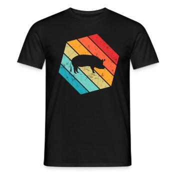 Pig Animal Retro Pet Farm Gift idea - Men's T-Shirt - black - Front - AI Model Male 178 light (178cm)