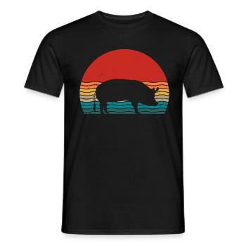 Pig Animal Retro Pet Farm Idée cadeau - T-shirt homme - noir - Devant - AI Model Male 178 light (178cm)