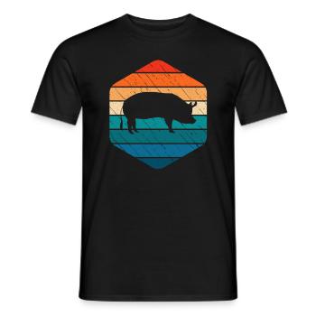 Pig Animal Retro Pet Farm Gift idea - Men's T-Shirt - black - Front - AI Model Male 178 light (178cm)