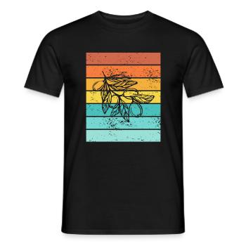 Olive food oil Retro Vegetarian Gift idea - Men's T-Shirt - black - Front - AI Model Male 178 light (178cm)
