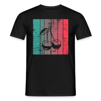 Cherry Fruit Lover Retro Healthy Gift idea - Men's T-Shirt - black - Front - AI Model Male 178 light (178cm)