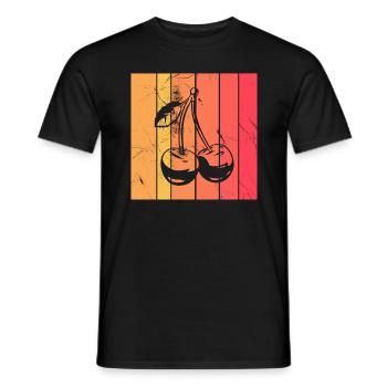 Cherry Fruit Lover Retro Healthy Gift idea - Men's T-Shirt - black - Front - AI Model Male 178 light (178cm)