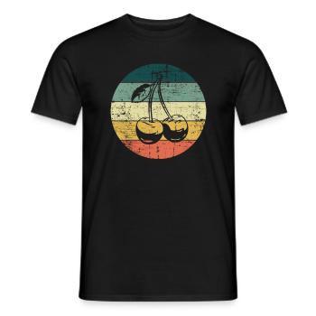 Cherry Fruit Lover Retro Healthy Gift idea - Men's T-Shirt - black - Front - AI Model Male 178 light (178cm)
