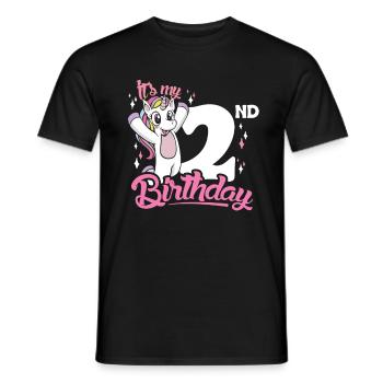 2ème anniversaire Enfants Licorne Toodler Deuxième - T-shirt homme - noir - Devant - AI Model Male 178 light (178cm)
