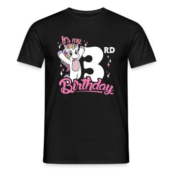 3rd Birthday Kids Unicorn Toodler Three - Men's T-Shirt - black - Front - AI Model Male 178 light (178cm)
