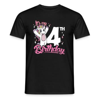 4th Birthday Kids Unicorn Toodler Four - Männer T-Shirt - Schwarz - Vorne - AI Model Male 178 light (178cm)