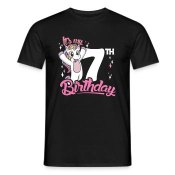 7e anniversaire Enfants Licorne Toodler Seven - T-shirt homme - noir - Devant - AI Model Male 178 light (178cm)