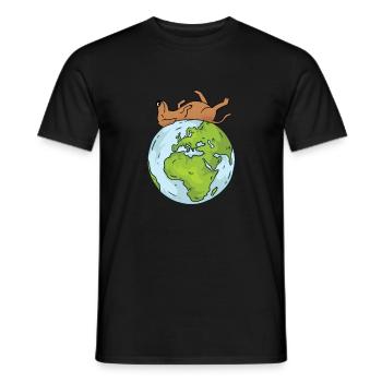 Earth Day Cute Dog loves world - Männer T-Shirt - Schwarz - Vorne - AI Model Male 178 light (178cm)