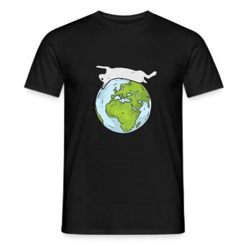 Earth Day Cute Rabbit loves world - Männer T-Shirt - Schwarz - Vorne - AI Model Male 178 light (178cm)