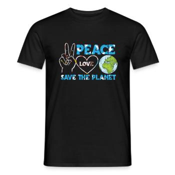Peace Love Save Our Planet Earth - Männer T-Shirt - Schwarz - Vorne - AI Model Male 178 light (178cm)